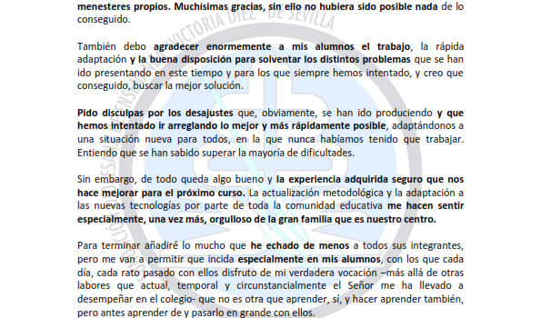 Carta al alumnado-familias (3º ESO)