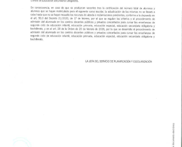 Reclamación proceso de admisión